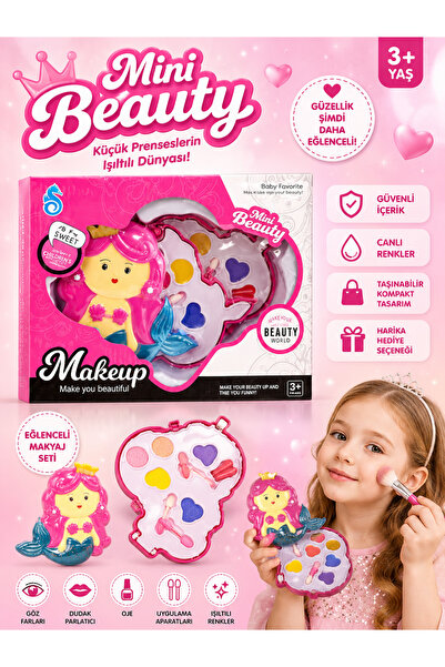 Sıraç İthalat Mini Beauty Deniz Kızı Çocuk Makyaj Seti Oyuncak – Taşınabilir ...