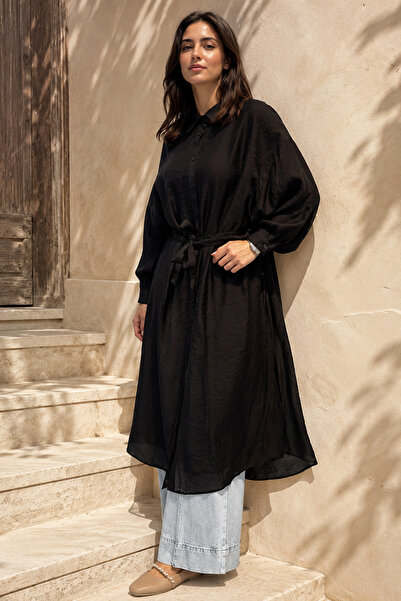 Ceremony Double Layer Belted Nile Tunic 165 Black