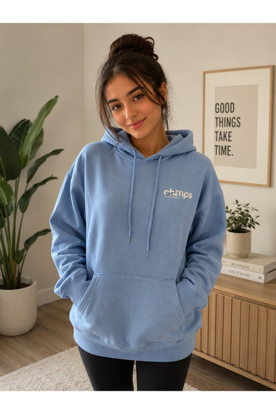 BORN CHAMPS Unisex Oversized Blue Hoodie for Everyday Comfort & Streetwear Style