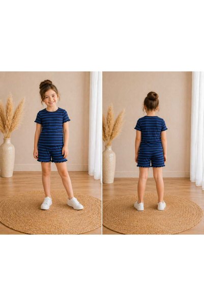 cınartarzbutik Girl's Shorts T-Shirt Casual Comfortable Top and Bottom 2-Piec...