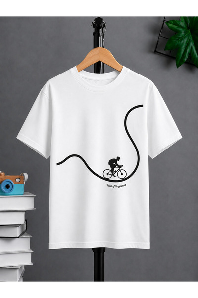 VODEXA Tricou oversize unisex cu imprimeu BIKE, 100% bumbac, croială conforta...