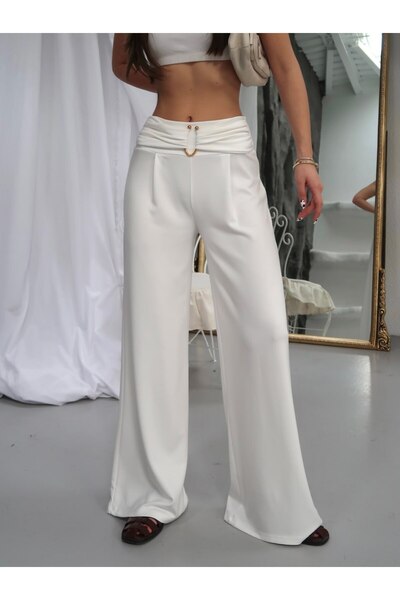 Paw Garage Women's Endy Accessory Detailed Palazzo Trousers