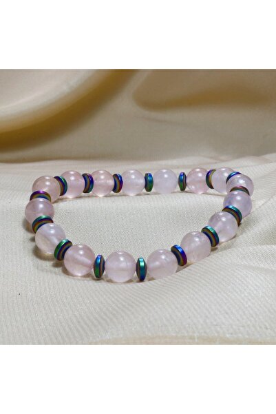LADIN DOGALTAŞ Pink Quartz - Hematite Natural Stone Bracelet