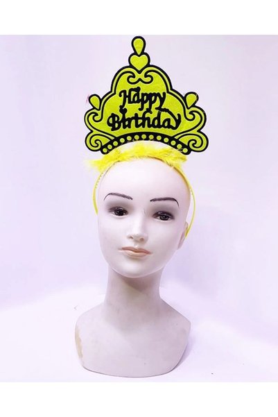 OEM Glb-Stl41414 Happy Birthday Neon Yellow Color Birthday Crown 24X15 cm