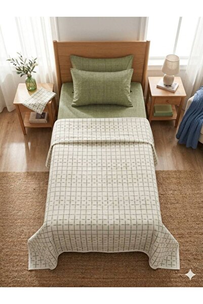 ŞENER HOME Set de lenjerie de pat cu model în dungi, elastic, pentru o persoa...