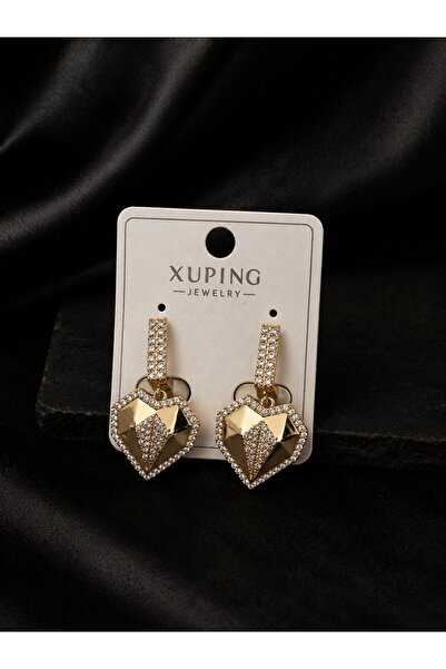 XUPING JEWELRY Xuping Steel Heart Stone Detailed Earrings