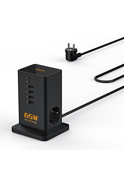 TESSAN Tower Extension Cord, ZTS-FS02DE00, 2X USB-C, 4x USB, 2 Sockets, USB-C...