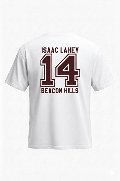 DASH WEAR Teen Wolf Isaac T-Shirt - White Printed Oversize Crew Neck Short Sl...