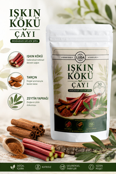 Luga Işkın Kökü Çayı Süzen Poşet - Işgın Kökü, Tarçın, Zeytin Yaprağı - Saf v...