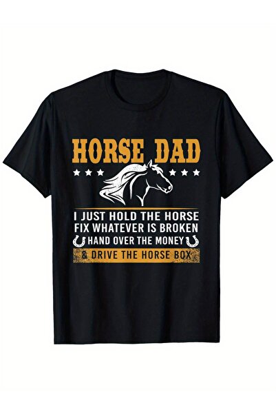 yiou trendy clothing تي شيرت رجالي بنمط ركوب الخيل من Fun Horse Dad