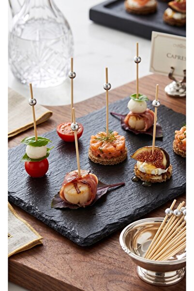 RED KİTCHEN Gümüş İnci Başlıklı Bambu Sunum Kürdanı - 20’li Paket - Lüks Kokt...