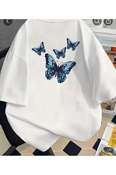 ELZE MODA Unisex a Quality Premium Butterfly Printed Oversize T-Shirt