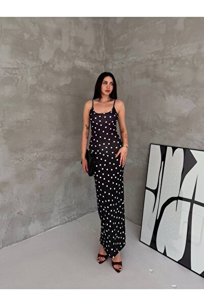 Bella Breeze Women's Strappy Polka Dot Patterned Long Dress