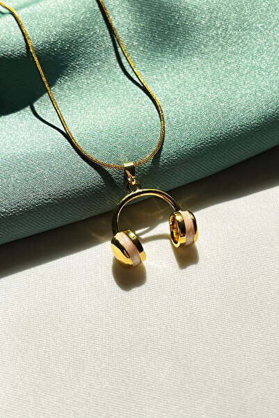 Berilya Aksesuar Steel Necklace with Enamel Earphone Figure