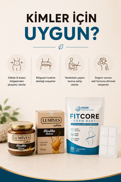 waw international WAW FITCORE 30 Adet Form Bant + 150g Lumiyes Hindiba Kahvesi Kombini