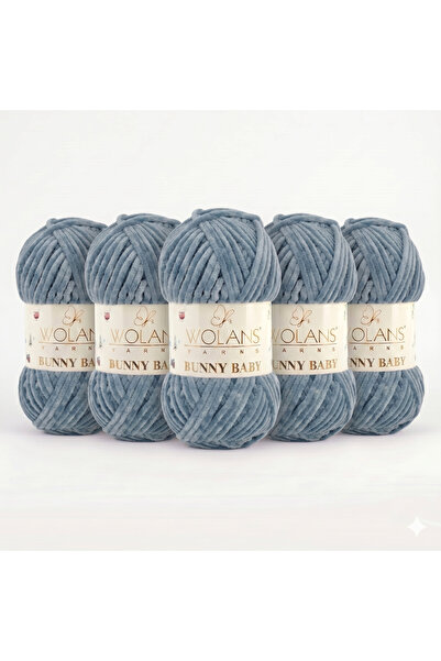 WOLANS Bunny Baby 30 Smoke Blue/Grey Velvet Knitting Yarn Chenille Yarn Shawl...