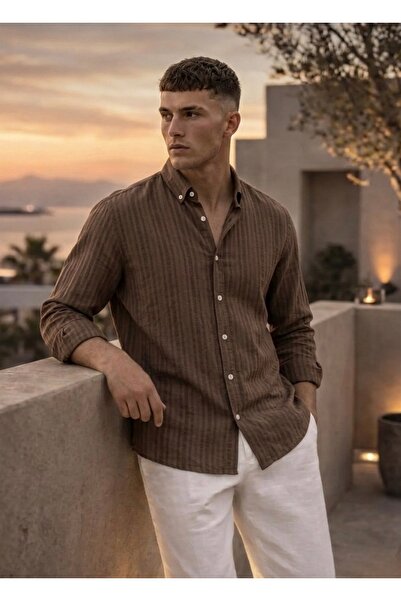 MFU collection Half Oversize Long Sleeve Collared Men's Shirt