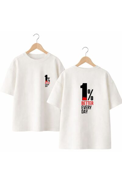 playwear Tricou cu decolteu rotund, 100% bumbac, supradimensionat, cu imprime...