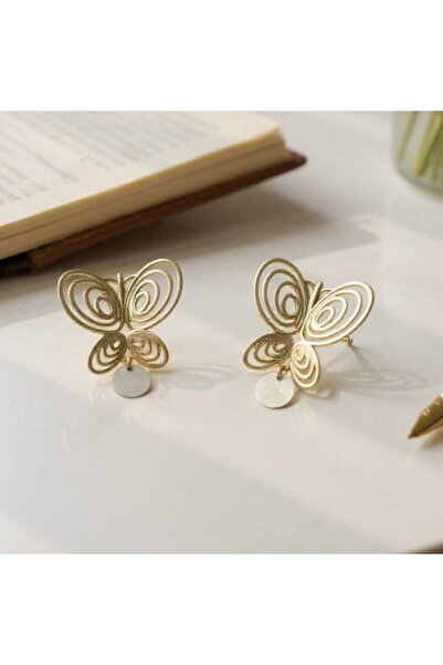 HOBİSY GIFT SHOP أقراط نسائية جديدة من الفولاذ على شكل فراشة - أقراط فوسون عصرية