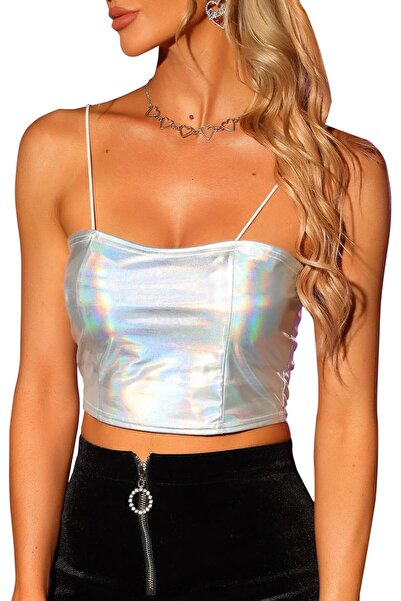 Allegra K Women's Christmas Tank Top Spaghetti Strap Sleeveless Party Clubwea...