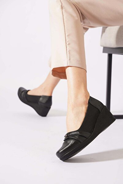 Moda Pie Madeces Tekstil Cc Buckle Feta Women's Shoes Black Aluç