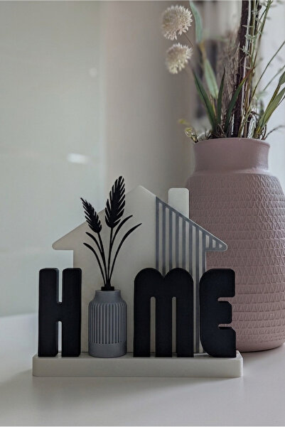 AKT Dekoratif Home Yazısı - Hediyelik Home Yazılı Salon Raf Süsü - Modern Kon...