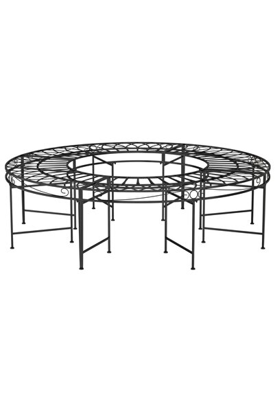 vidaxl Bancă circulară de copac, negru, Ø160 cm, oțel