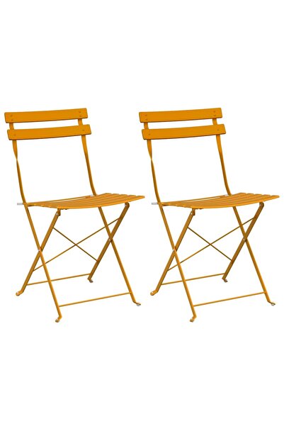 vidaxl Scaun pliabil pentru grădină 2 pcs Muștar 42 x 46 x 82cm Metal