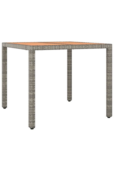 vidaxl Garden table with wooden top, grey, polyrattan/solid acacia wood