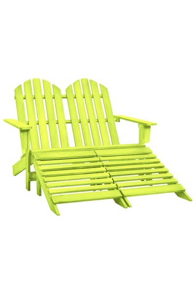 vidaxl Scaun de grădină Adirondack 2 locuri & otoman, verde, lemn brad