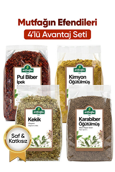 Arifoğlu Mutfağın Efendileri 4'lü Baharat Seti - Karabiber, Kimyon, Kekik, İp...