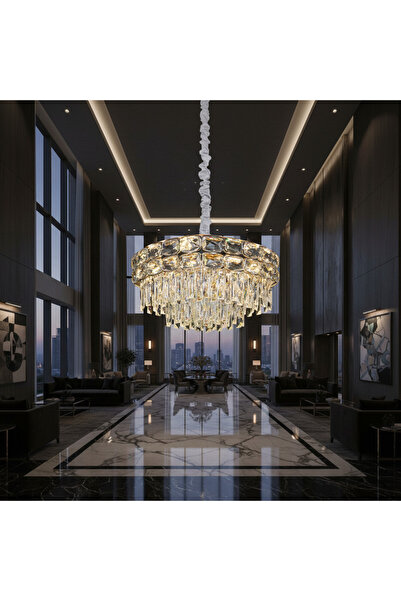 Alessandro DESIGN Candelabru Cristal LUCENT Eleganza 9xE14, D50 cm, Auriu, In...