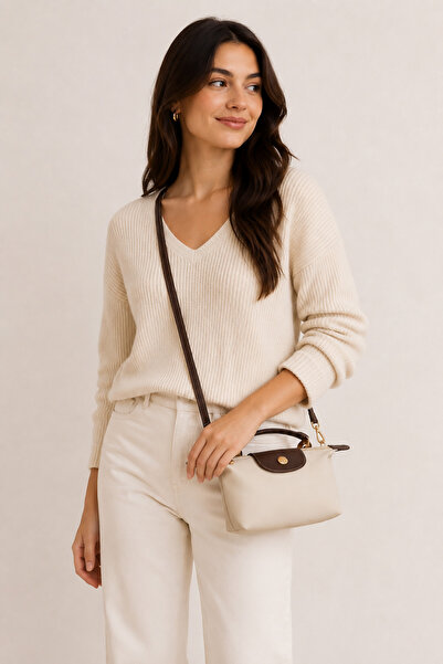 Pierre Cardin Satin Ecru Shoulder Bag