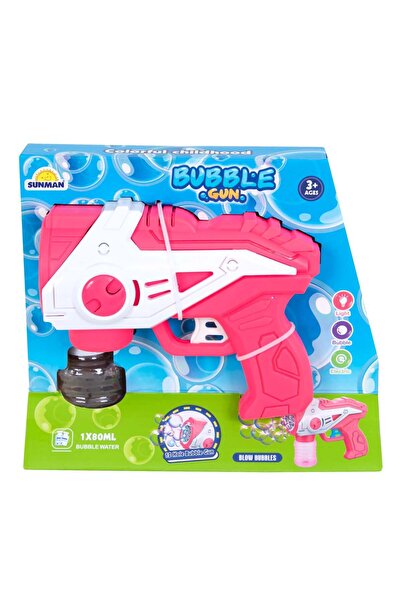 Sunman Pistol de facut baloane cu lumini si sunete, Bubble Gun, 160 ml, Roz