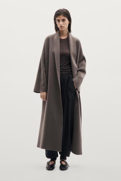 Massimo Dutti Bağcıklı uzun triko hırka
