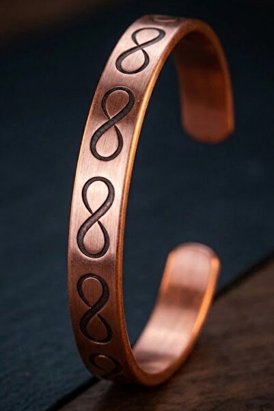 OSMANLI GÜMÜŞ Women Men Copper Infinity Bracelet - Thin Model Pure Forged Han...