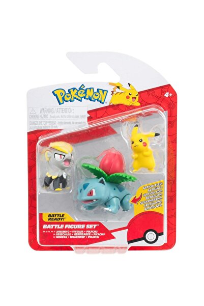 Pokemon Set 3 figurine de actiune, Pokemon, Jangmo-O, Ivysaur si Pikachu