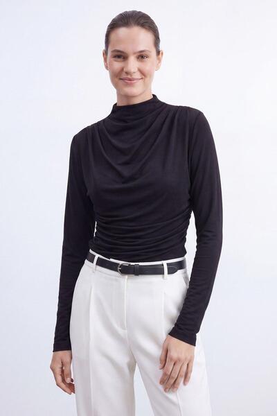 Puane Women's Modern Cut Draped Blouse 10785