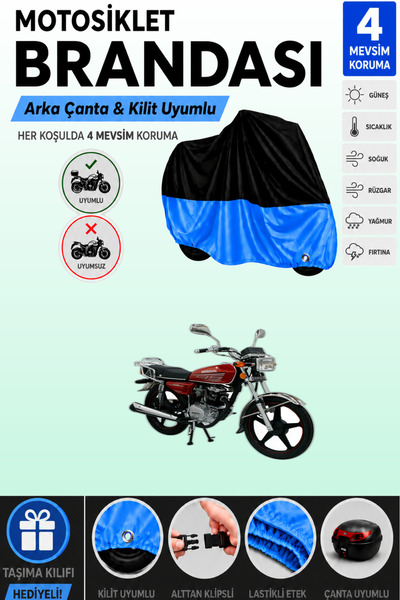 Cemku Double Black Top - Blue Bottom, Rear Bag Compatible Mondial 135 Uag Mot...