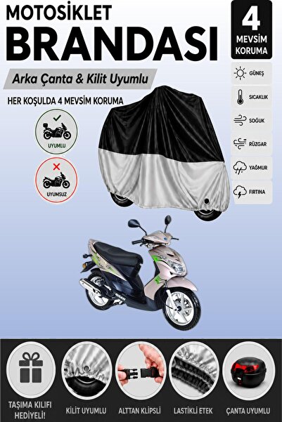 Cemku Double Black Top - Gray Bottom, Rear Bag Compatible Bisan Teos 125 Moto...