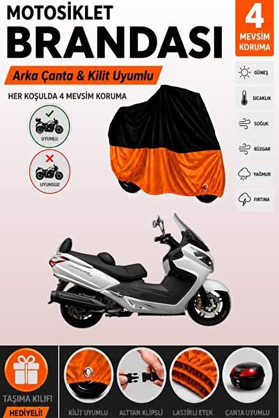 Cemku Double Black Top - Orange Bottom, Rear Bag Compatible Sym Maxi 400I Mot...