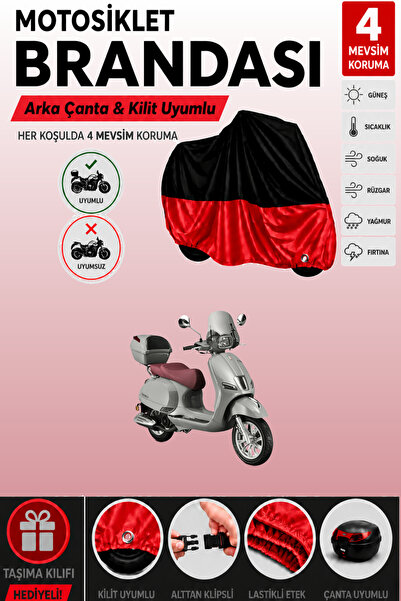 Cemku Double Black Top - Red Bottom, Rear Bag Compatible Rks Bevely 125 Motor...