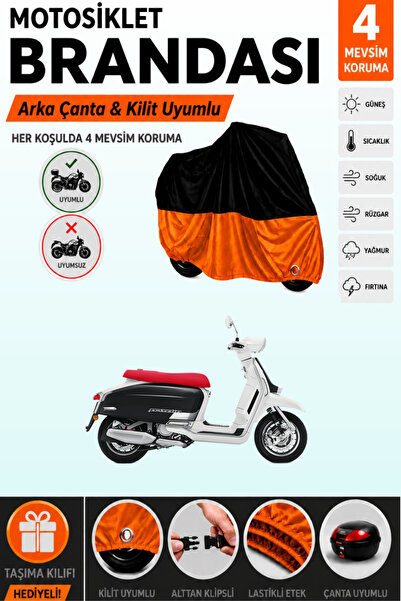 Cemku Double Black Top - Orange Bottom, Rear Bag Compatible Lambretta G350 Mo...