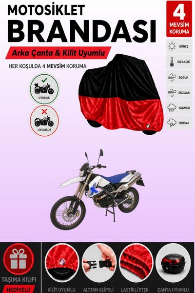 Cemku Double Black Top - Red Bottom, Rear Bag Compatible Bmw g 650 X Challeng...