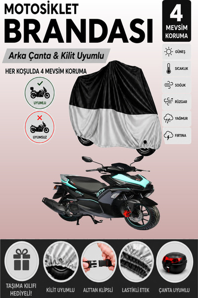 Cemku Double Black Top - Gray Bottom, Rear Bag Compatible Motolux Ist 34 Moto...