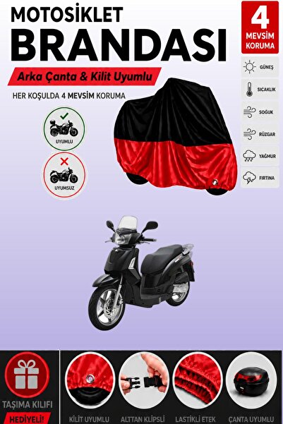 Cemku Double Black Top - Red Bottom, Rear Bag Compatible Kymco People S 200 M...