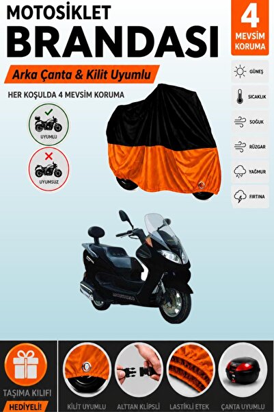 Cemku Double Black Top - Orange Bottom, Rear Bag Compatible Mondial 150 Zat M...