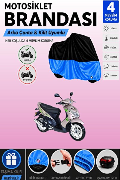 Cemku Double Black Top - Blue Bottom, Rear Bag Compatible Bisan Teos 125 Moto...