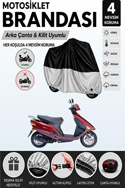 Cemku Double Black Top - Gray Bottom, Rear Bag Compatible Honda Bali Motorcyc...