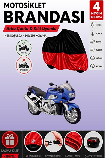 Cemku Double Black Top - Red Bottom, Rear Bag Compatible Bmw K 1200 R Motorcy...